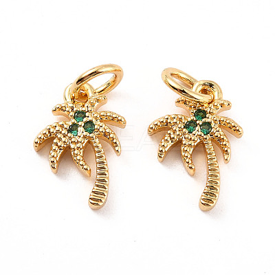 Rack Plating Brass Micro Pave Cubic Zirconia Charms ZIRC-C035-07G-1