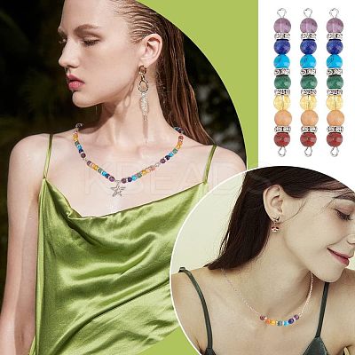 20Pcs Chakra Natural & Synthetic Gemstone Connector Charms FIND-HY0001-32-1