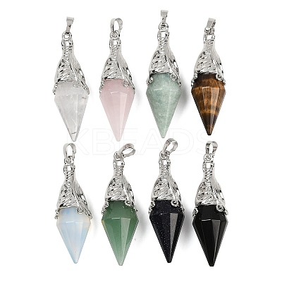 Natural & Synthetic Mixed Gemstone Faceted Bicone Big Pendants G-Z101-03P-1