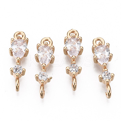 Brass Micro Pave Cubic Zirconia Links Connectors X-KK-R111-007-B01-1