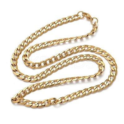 304 Stainless Steel Cuban Link Chain Necklaces NJEW-S442-01G-1