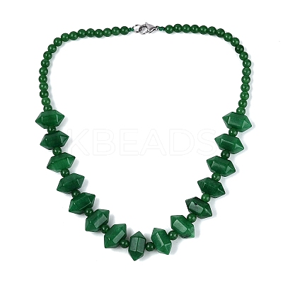 Natural Malaysia Jade Round & Cone Beaded Necklaces NJEW-N064-03H-1