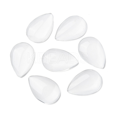 Transparent Teardrop Glass Cabochons X-GGLA-R024-30x20-1