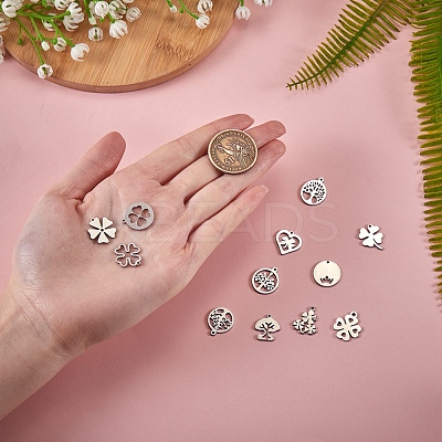 12Pcs 12 Style 304 Stainless Steel Charms STAS-SZ0001-48-1
