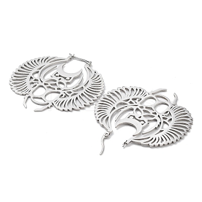 Non-Tarnish 304 Stainless Steel Bat Hoop Earrings for Women LS-EJEW-R156-08P-1