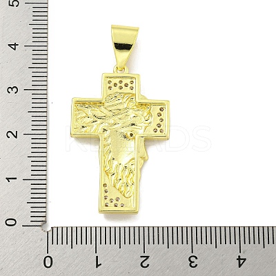 Rack Plating Brass Micro Pave Clear Cubic Zirconia Pendants KK-B091-25G-1