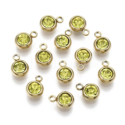 PVD Vacuum Plating 201 Stainless Steel Rhinestone Charms LS-X-STAS-S068-11G-1
