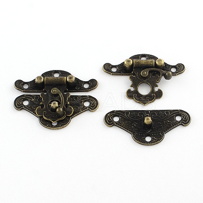 Wooden Box Lock Catch Clasps IFIN-R203-48AB-1