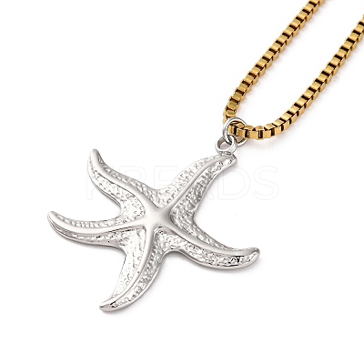 304 Stainless Steel Summer Beach Pendant Box Chain Necklaces NJEW-K389-01GP-02-1