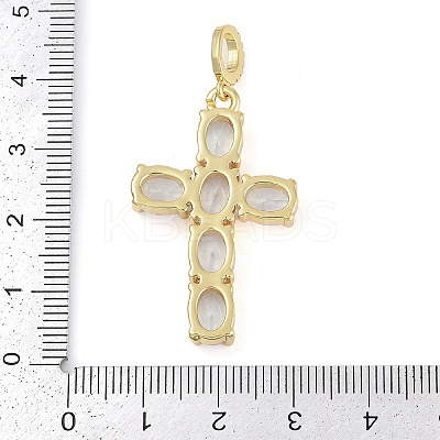 Rack Plating Brass Cubic Zirconia European Dangle Charms KK-P287-47G-03-1