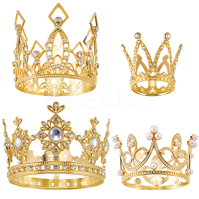 4Pcs 4 Styles Crown Zinc Alloy Cake Decoration AJEW-CP0008-84G-1