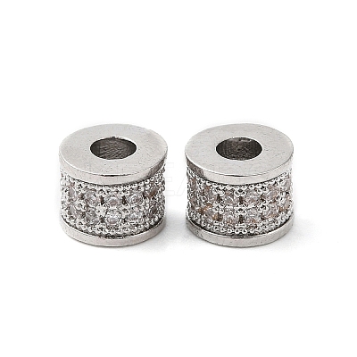Brass Micro Pave Clear Cubic Zirconia Beads KK-P234-33P-1