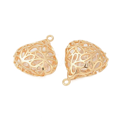 Brass with Clear Cubic Zirconia Pendants KK-G532-22G-1
