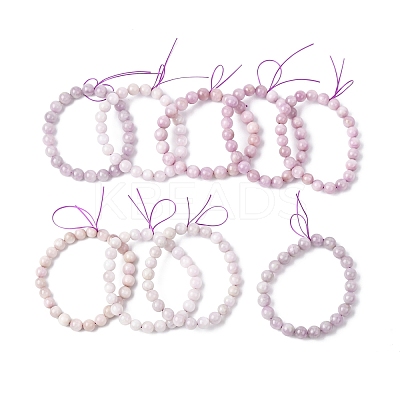 Natural Kunzite Round Beads Stretch Bracelets for Women Men LS-BJEW-A149-01-1