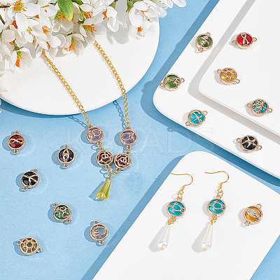 36Pcs 18 Styles Glass Connector Charms GLAA-PH0002-80-1