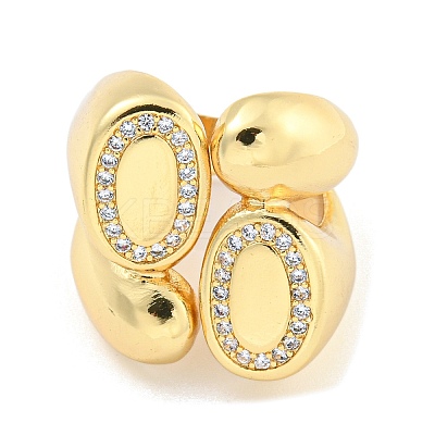 Brass Clear Cubic Zirconia Adjustable Rings RJEW-L121-022G-1