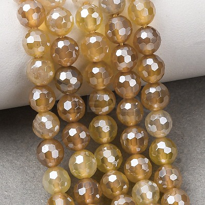 Electroplated Natural Agate Beads Strands G-B191-A07-6mm-08-1