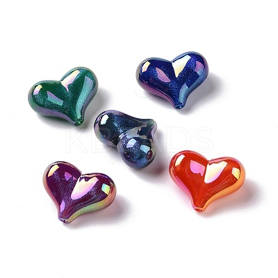 UV Plating Rainbow Iridescent Opaque Acrylic Beads X-OACR-E010-04-1