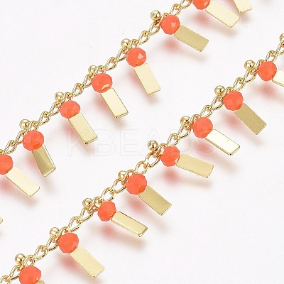 3.28 Feet Handmade Glass Beaded Chains X-CHC-I029-09P-1