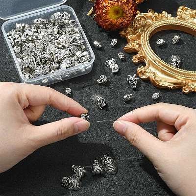 150Pcs 10 Styles Tibetan Style Alloy Beads TIBEB-CJ0001-21-1