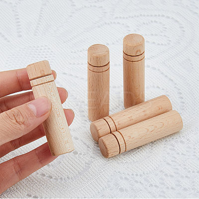 5Pcs Wooden Sewing Needle Holder Storage Case AJEW-FH0004-83-1