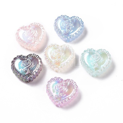 UV Plating Rainbow Iridescent Acrylic Beads OACR-E007-03-1