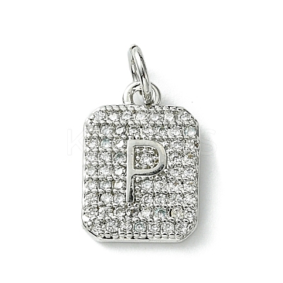 Rack Plating Brass Micro Pave Clear Cubic Zirconia Charms KK-G501-01P-P-1