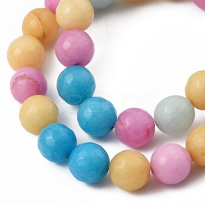 Round Natural White Jade Beaded Stretch Charm Bracelets Sets BJEW-JB05428-1