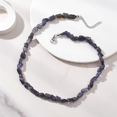Natural Iolite Nuggets Beaded Necklaces for Women NJEW-JN05829-1