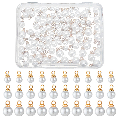 90Pcs 3 Style Plastic Imitation Pearl Pendants KK-BC0012-94-1