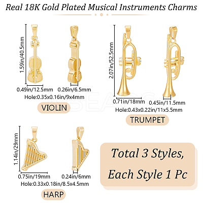 3Pcs 3 Style 304 Stainless Steel Pendants STAS-BBC0004-77-1