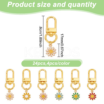 24Pcs 6 Colors Alloy Enamel Pendant Decorations HJEW-GO00009-1