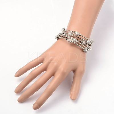 Five Loops Wrap Glass Beads Bracelets BJEW-JB01962-02-1