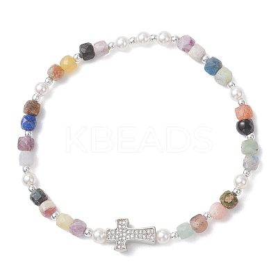 Natural Mixed Gemstone Beaded Stretch Bracelets for Women BJEW-JB13199-01-1