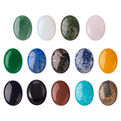14Pcs 14 Style Mixed Gemstone Cabochons G-FW0001-06-1