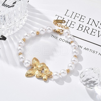Ion Plating(IP) 304 Stainless Steel Link Bracelets for Women BJEW-P345-03G-1