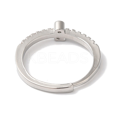 Rack Plating Brass Clear Cubic Zirconia Number 2 Adjustable Rings for Women RJEW-S407-09P-02-1