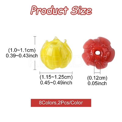 16Pcs 8 Colors Handmade Lampwork Beads LAMP-FS0001-25-1
