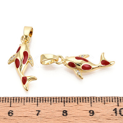 Brass Micro Pave Cubic Zirconia and Enamel Pendants KK-T074-67G-02-1