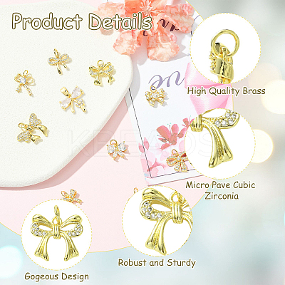 10Pcs 10 Styles Brass Micro Pave Cubic Zirconia Charms KK-CJ0003-75-1