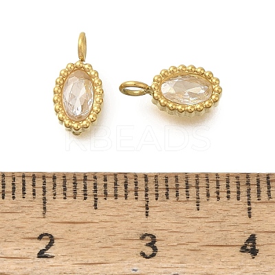 304 Stainless Steel Micro Pave Cubic Zirconia Charms STAS-U027-02G-04-1