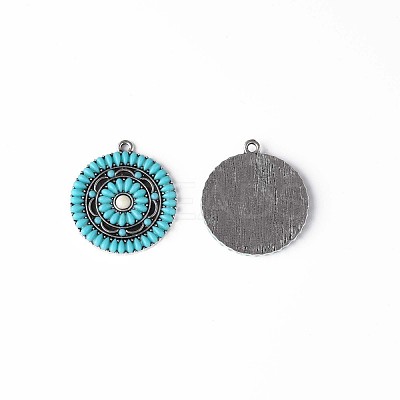 Synthetic Turquoise Pendants PALLOY-N157-034-1