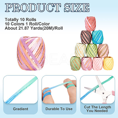 10 Rolls 10 Colors Raffia Natural Rope OCOR-TA0002-25-1