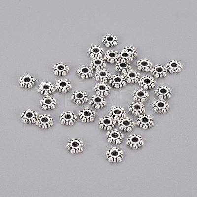 Antique Silver Alloy Rondelle Spacers Beads X-AA116-1