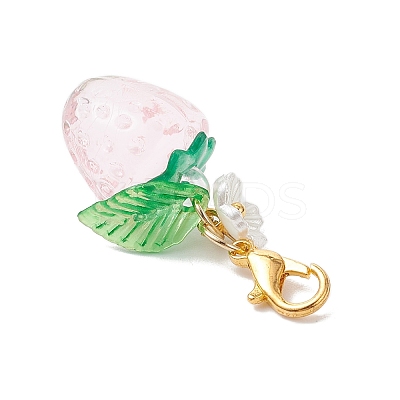 2Pcs Transparent Acrylic Strawberry Pendant Decorations HJEW-JM04318-1