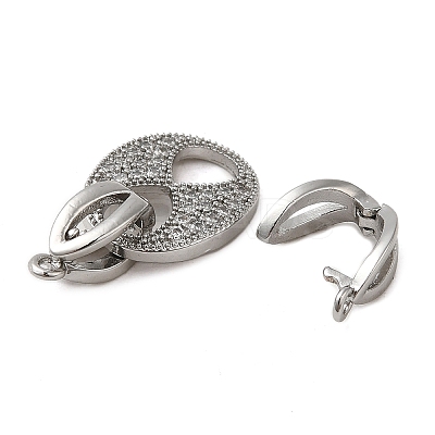 Brass Micro Pave Clear Cubic Zirconia Fold Over Clasps KK-M270-07P-1