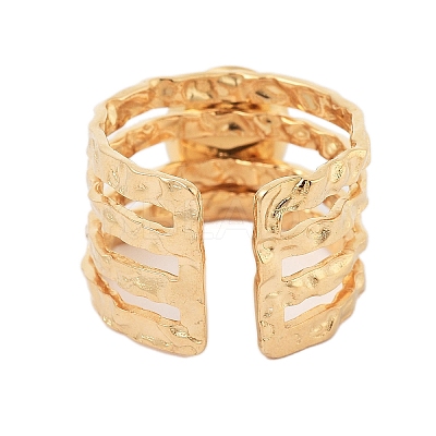 Ion Plating(IP) 304 Stainless Steel Multi-layer Open Cuff Rings RJEW-F167-05G-01-1