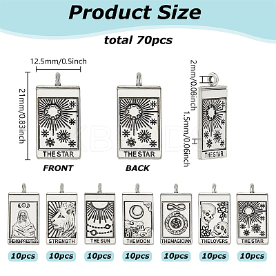 70Pcs 7 Styles Zinc Alloy Pendants FIND-HY0004-08-1