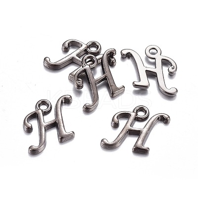 Gunmetal Plated Alloy Letter Pendants PALLOY-P097-03-H-1