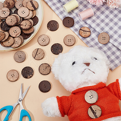 60Pcs 2 Styles Coconut Buttons BUTT-HY0001-22B-1